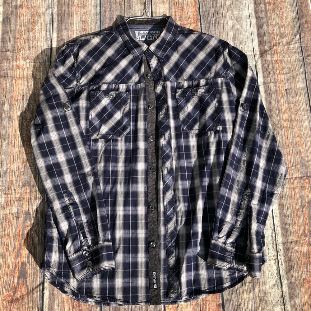 DKNY men’s button down casual shirt, sz L